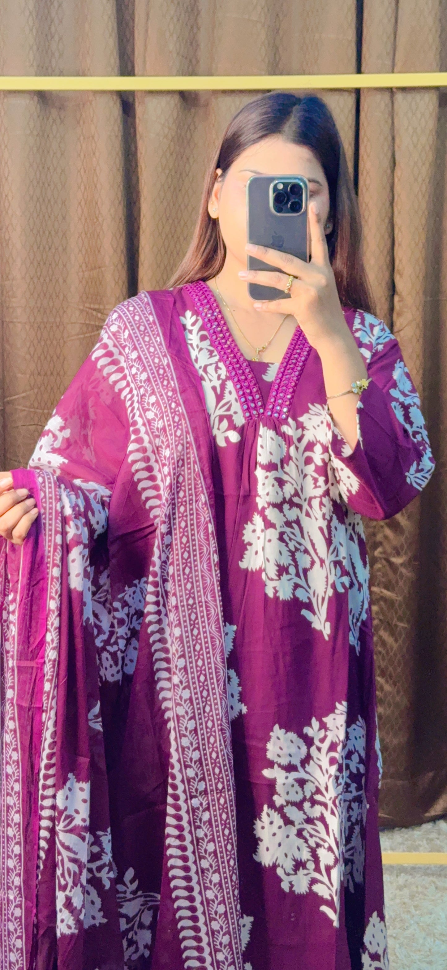 A Line V Neck Foil Mirror Suit Set