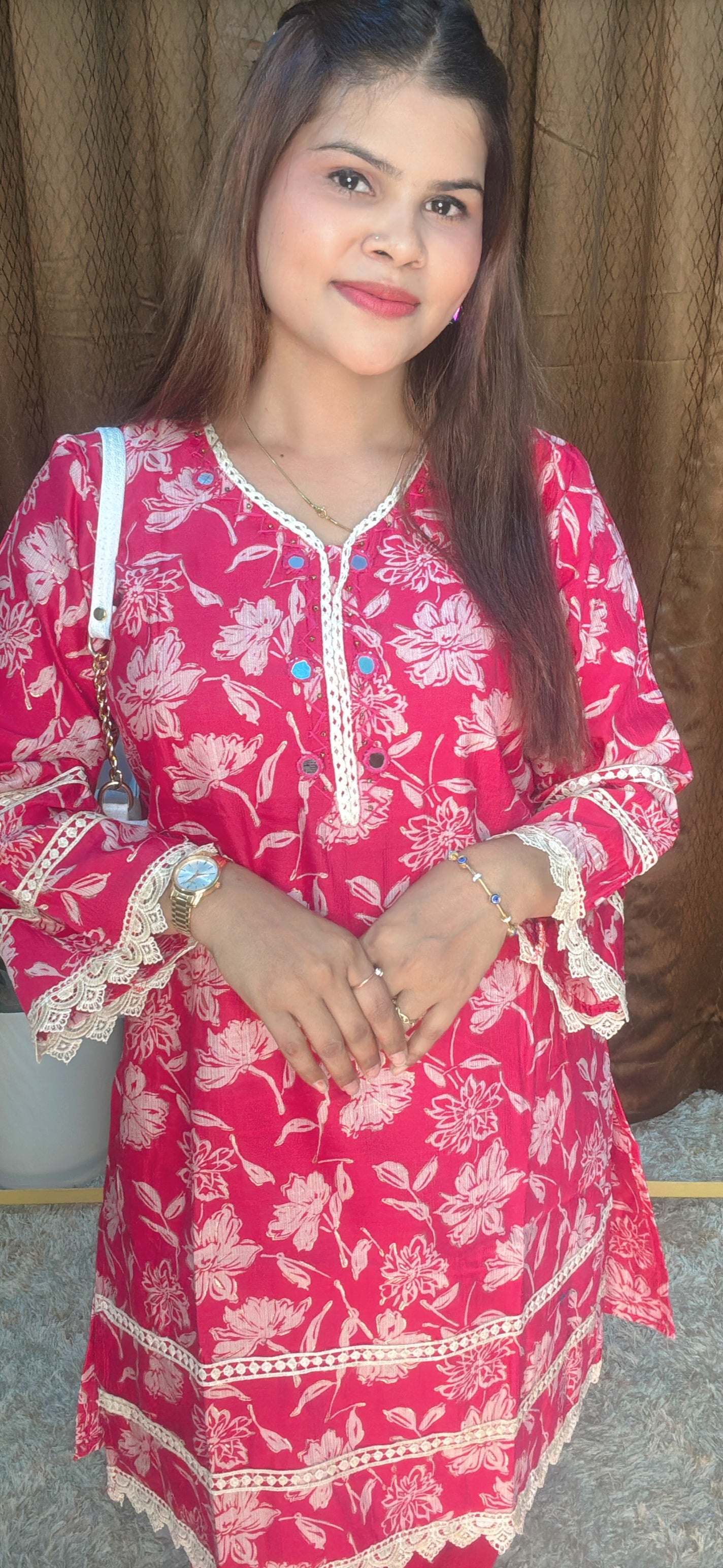 Pakistani Lace Cord Set With Tulip Pant