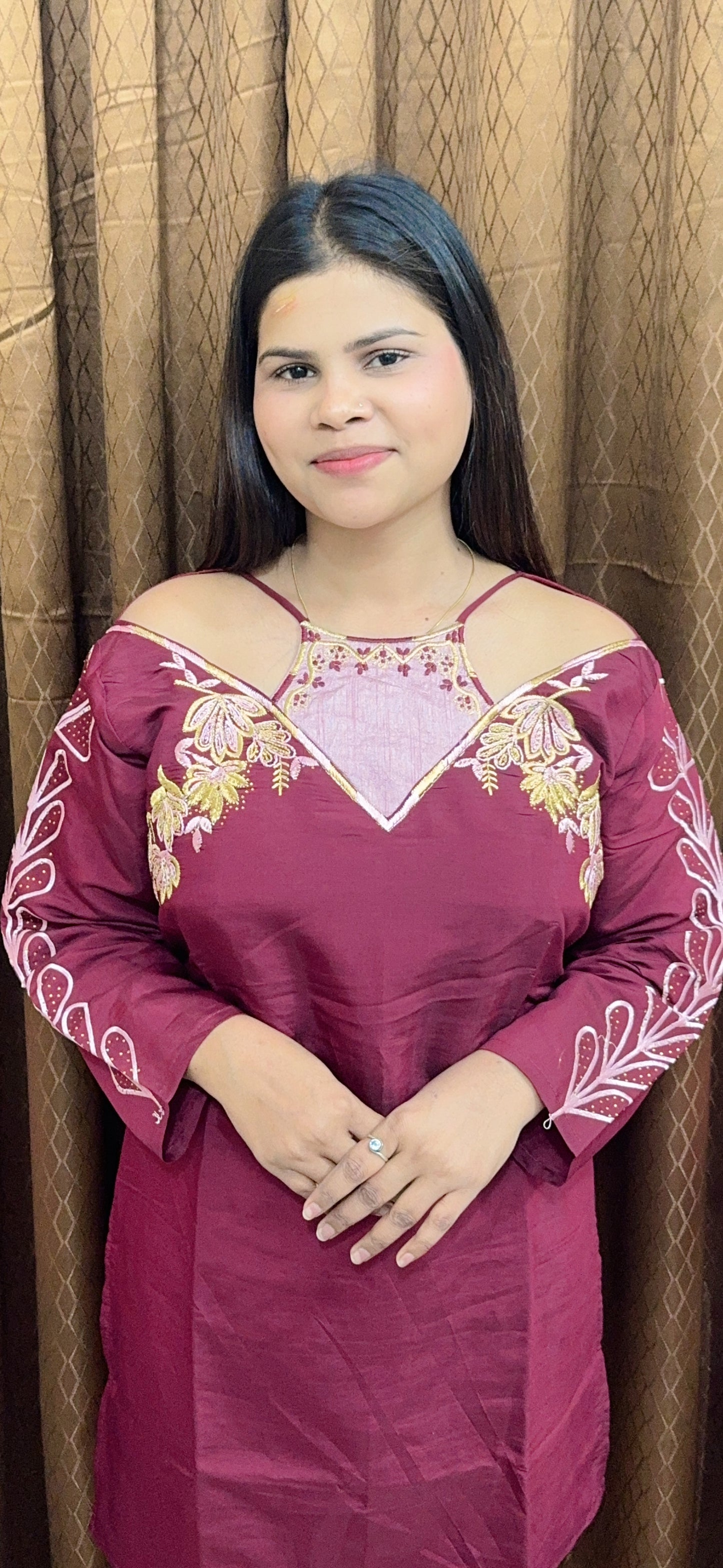Boat Neck Thread Work Co-ord set