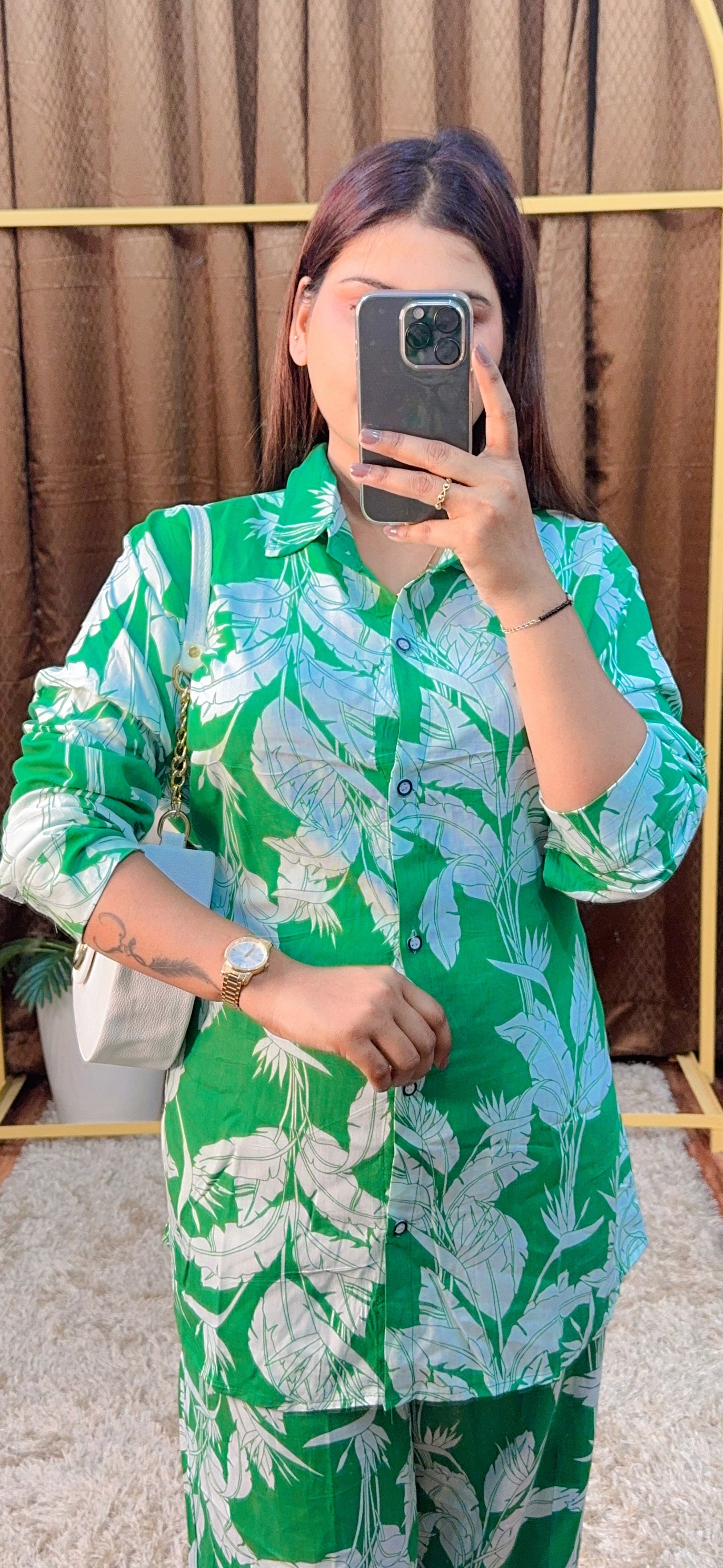 Digital Printed Shirt Style Cord Set