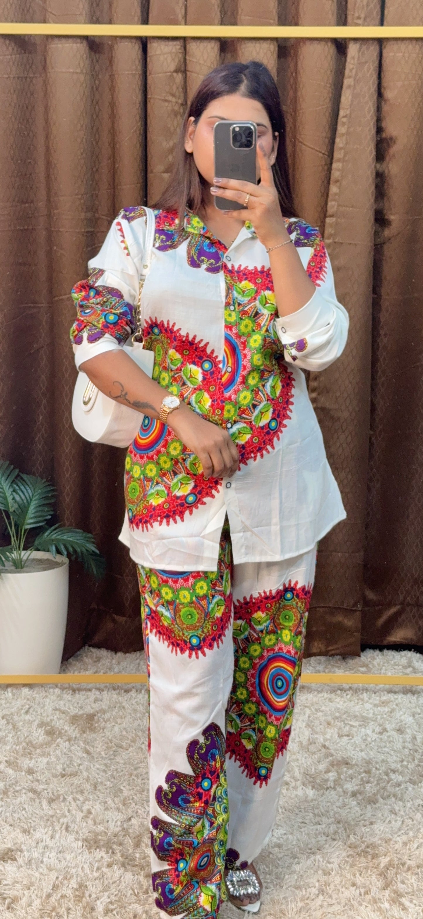 Digital Printed Shirt Style Cord Set