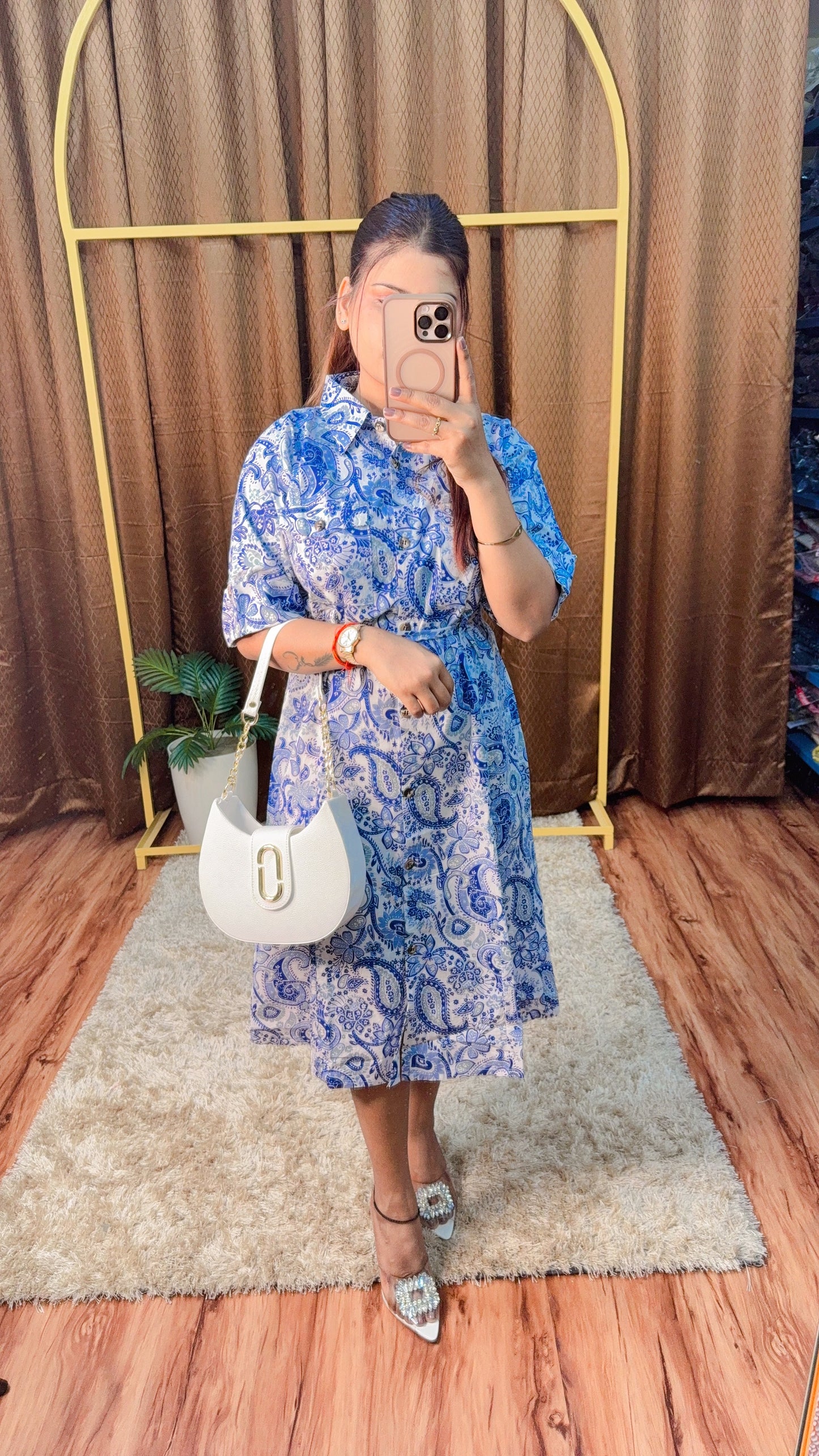 Digital Printed collar knee Length Middy Suit set