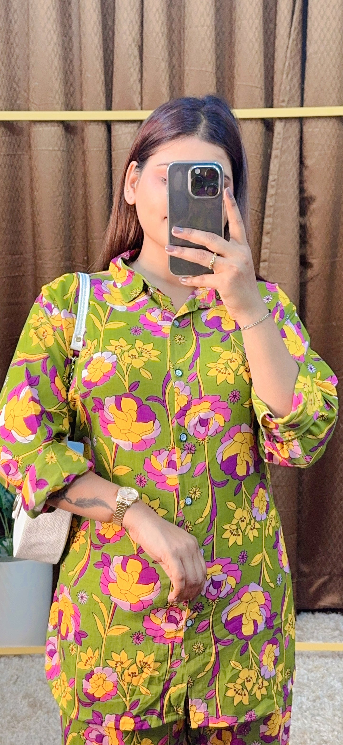 Digital Printed Shirt Style Cord Set