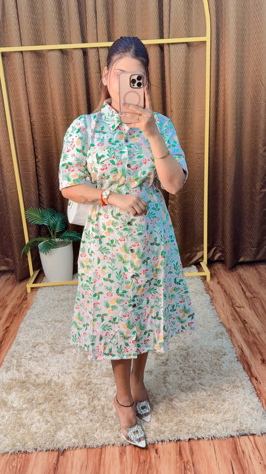 Digital Printed collar knee Length Middy Suit set