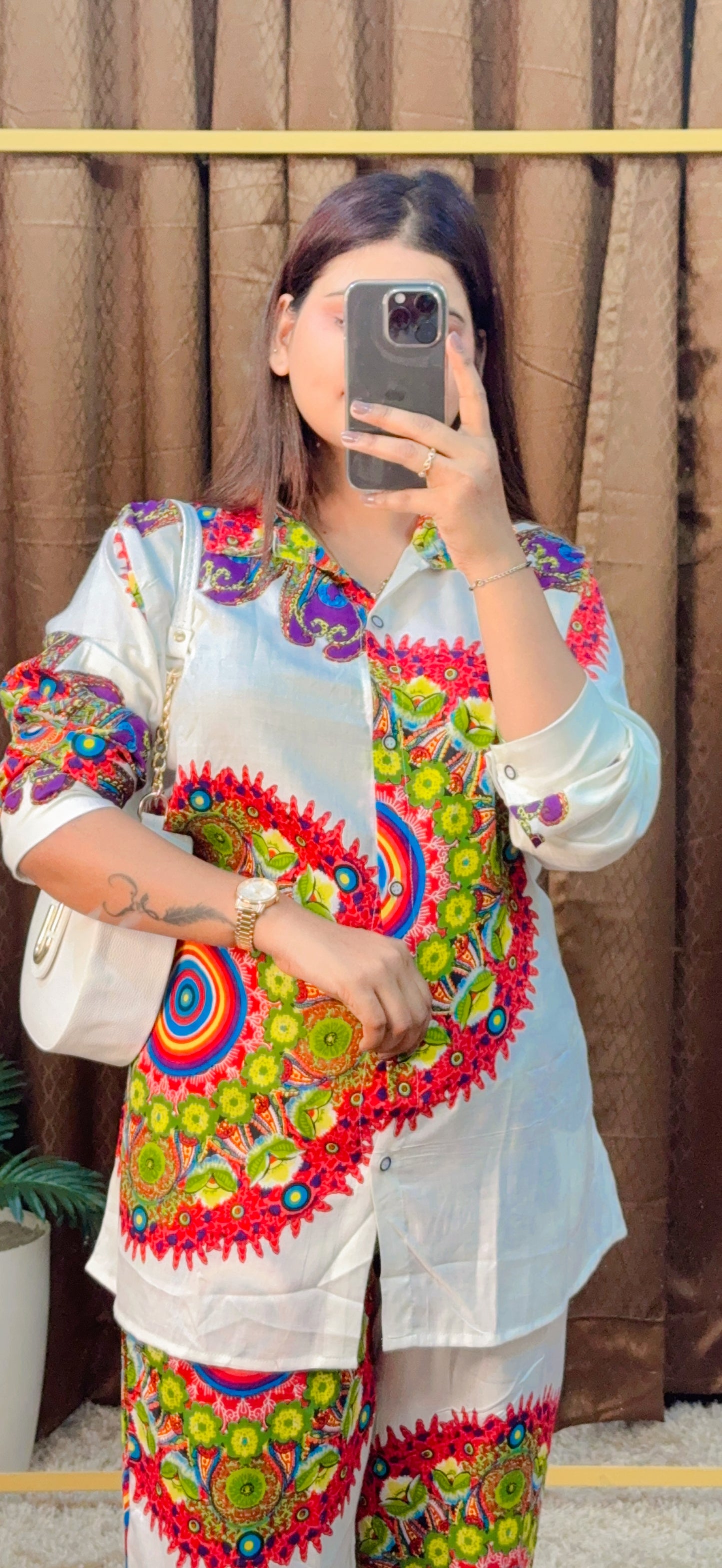 Digital Printed Shirt Style Cord Set