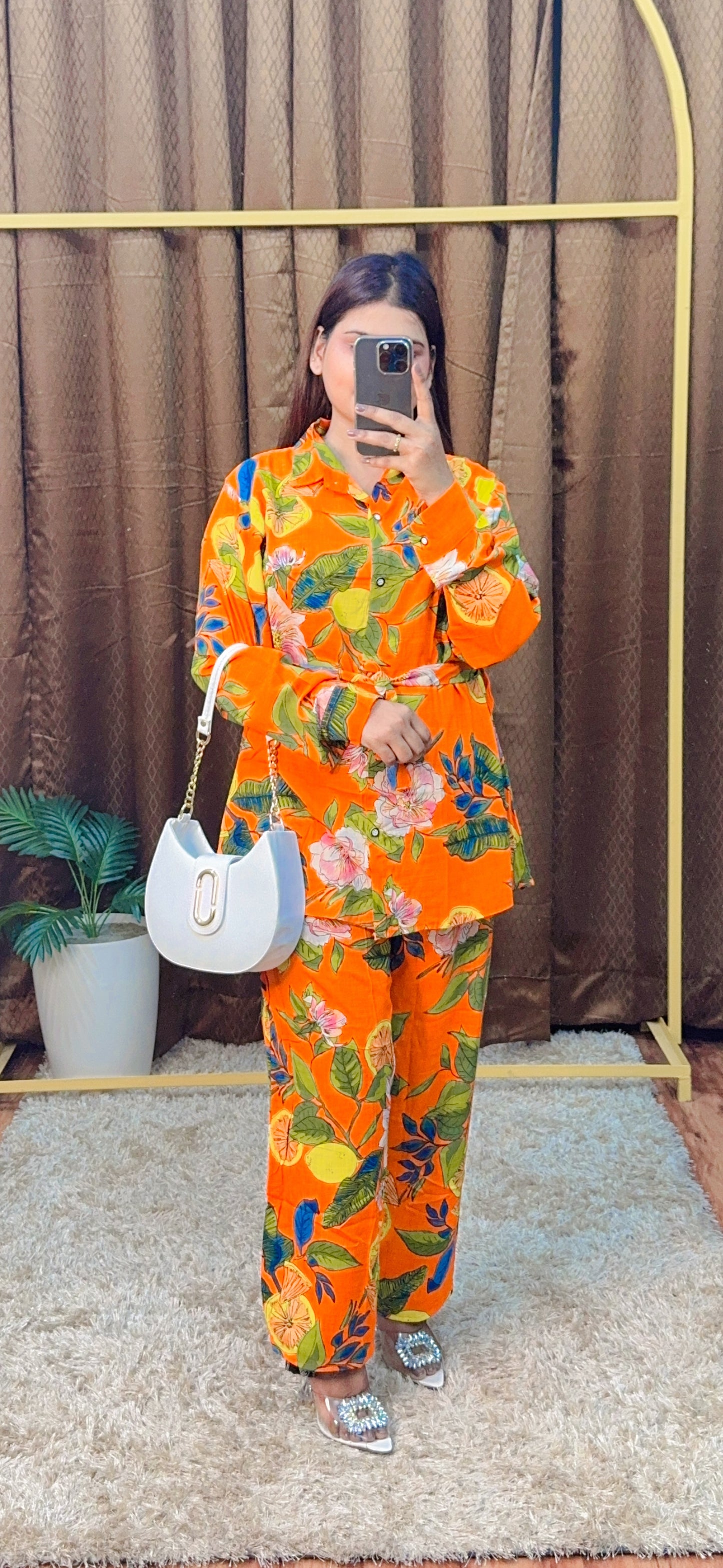 Digital Printed Shirt Style Cord Set