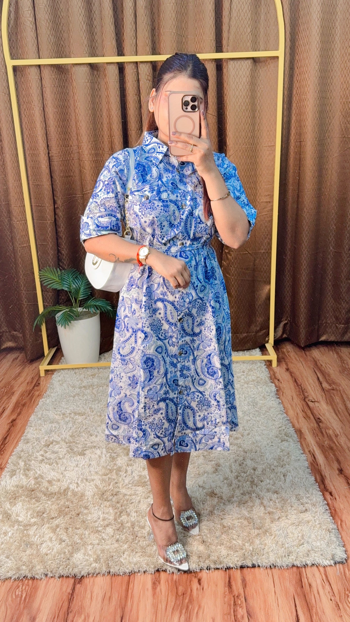 Digital Printed collar knee Length Middy Suit set