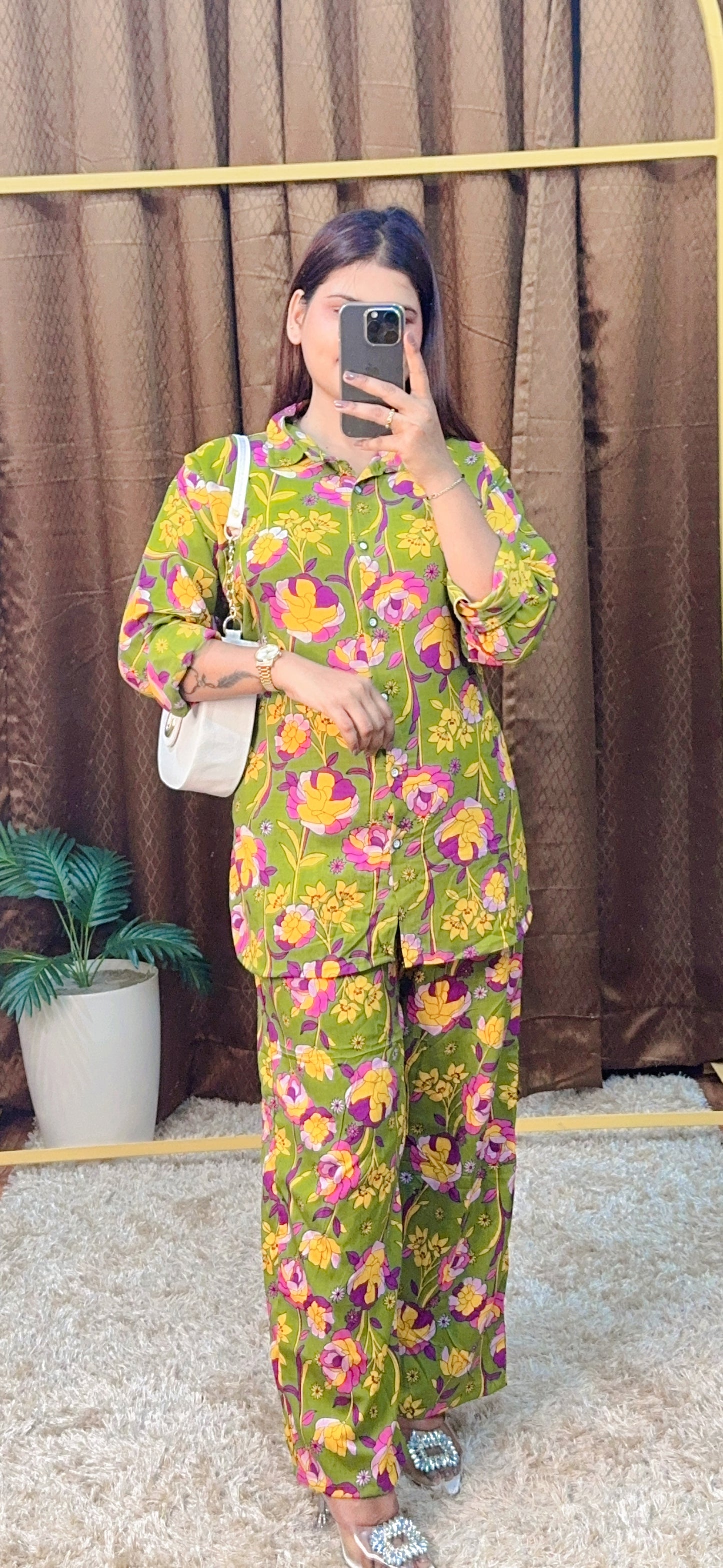 Digital Printed Shirt Style Cord Set