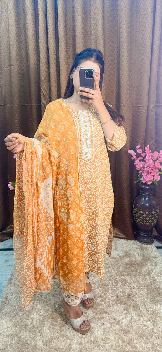 Printed cotton suit set
