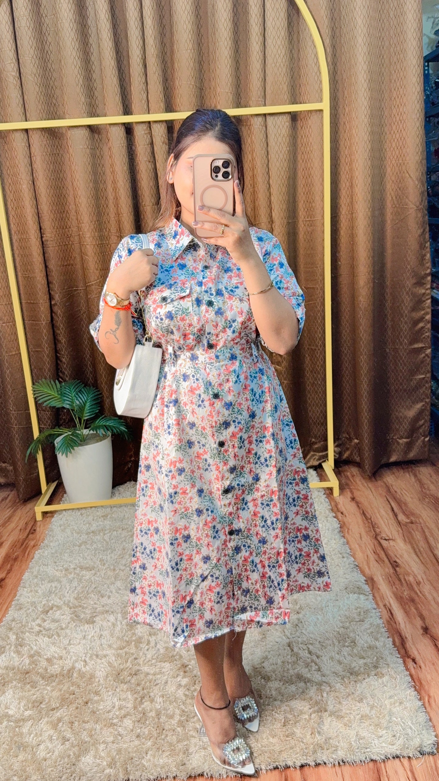 Digital Printed collar knee Length Middy Suit set