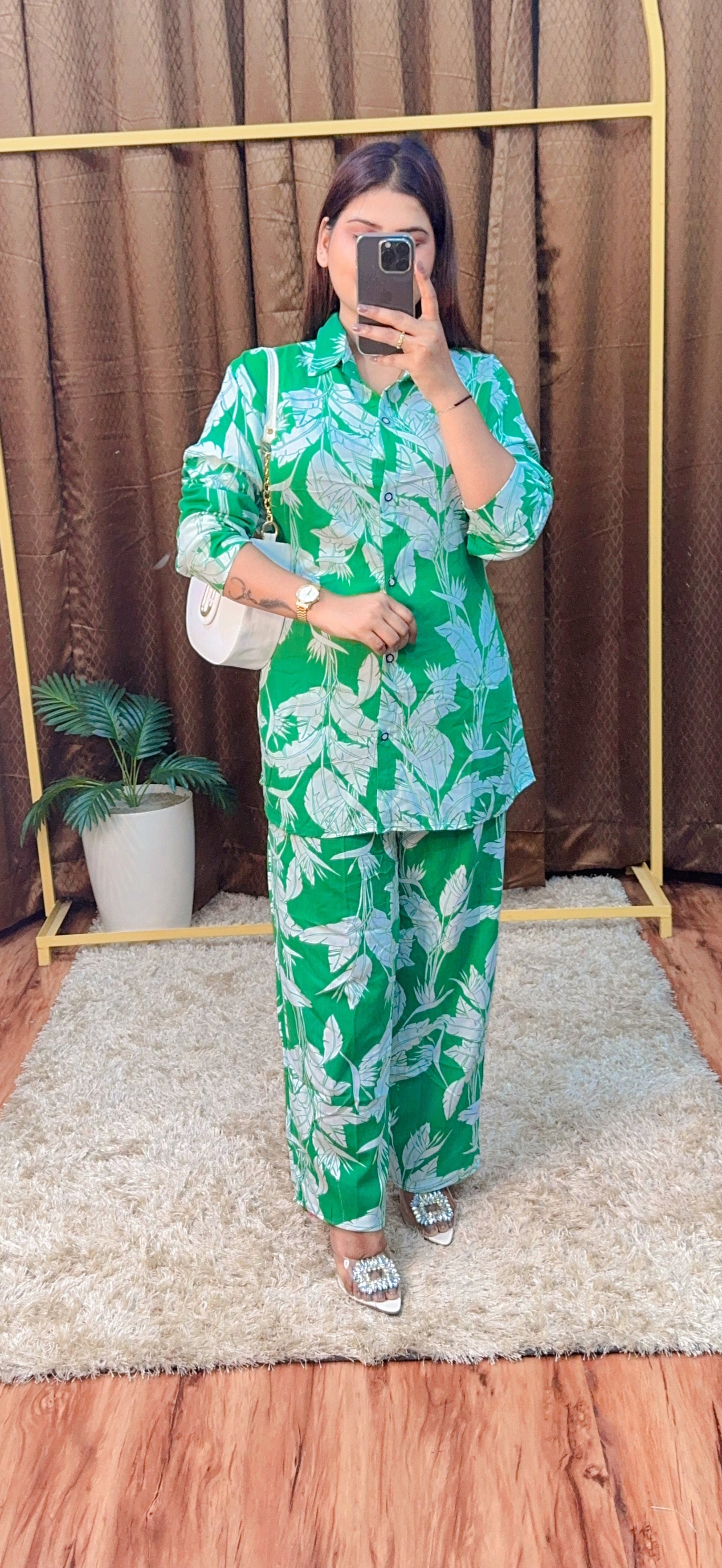 Digital Printed Shirt Style Cord Set