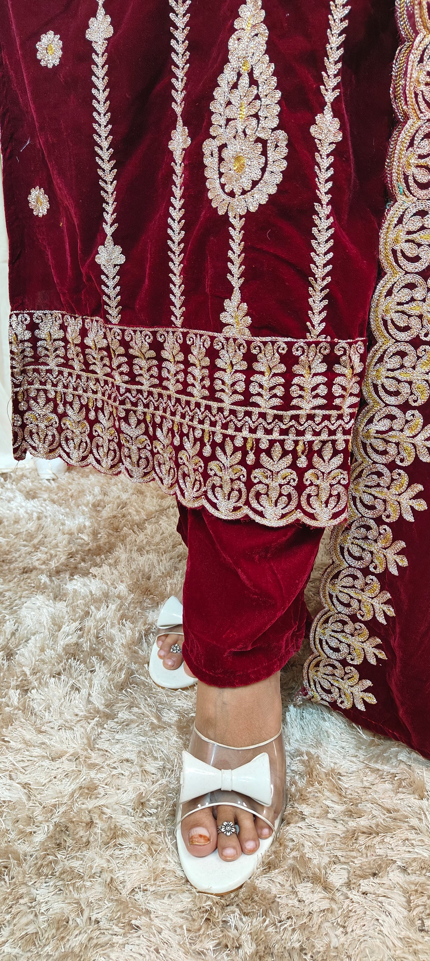 Zari Patch Work Velvet Suit Set