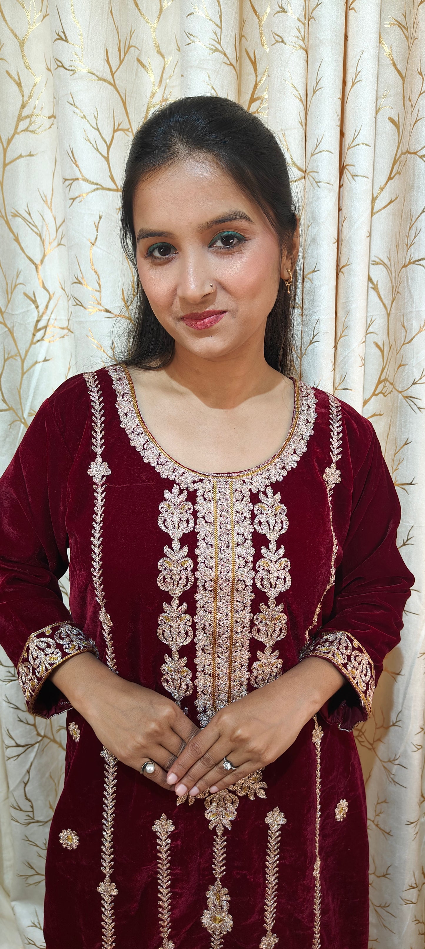 Zari Patch Work Velvet Suit Set