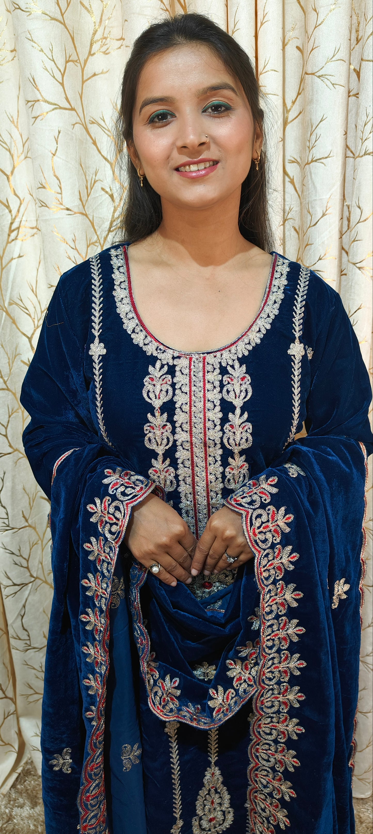Zari Patch Work Velvet Suit Set